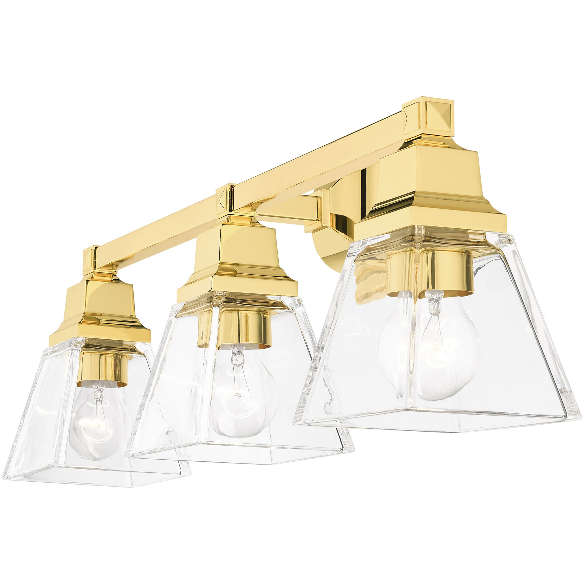 Mission 3 Light 25 inch Polished Brass Vanity Sconce Wall Light