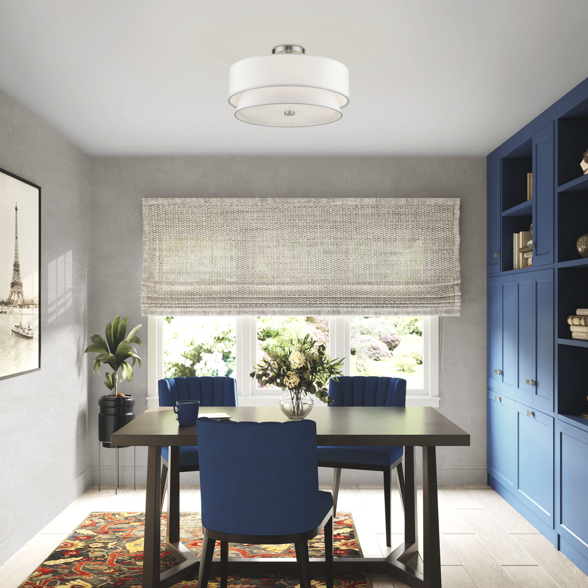 Fontana 4 Light 18 inch Brushed Nickel Semi-Flush Ceiling Light