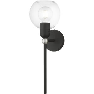 Downtown 1 Light 7 inch Black with Brushed Nickel Accent Single Sconce Wall Light, Sphere