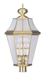 Georgetown 4 Light 29 inch Polished Brass Outdoor Post Top Lantern