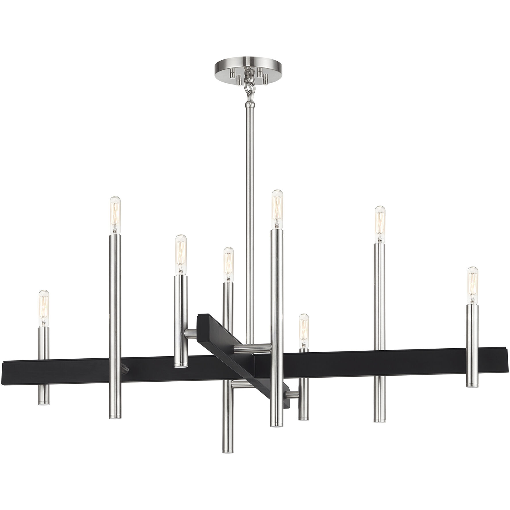 Denmark 8 Light 36 inch Brushed Nickel with Black Accents Chandelier Ceiling Light