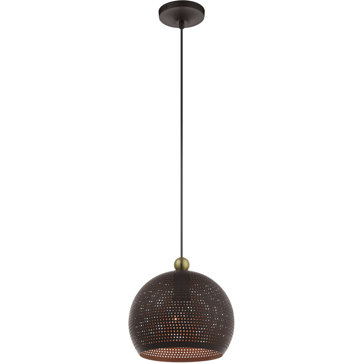 Dublin 1 Light 9.88 inch Bronze with Antique Brass Accents Pendant Ceiling Light