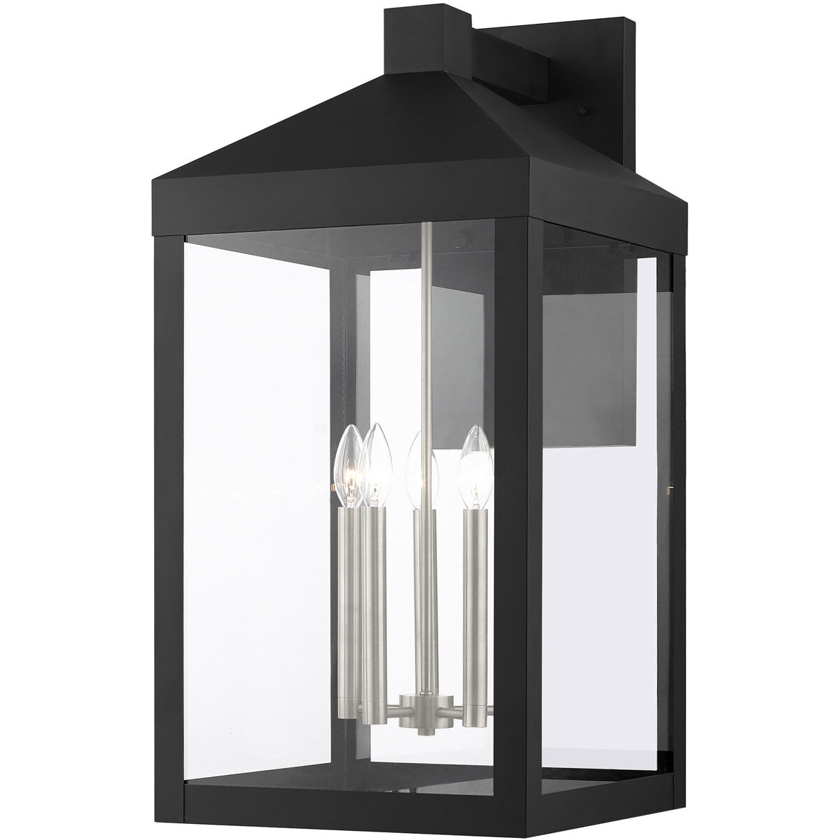 Nyack 5 Light 29 inch Black with Brushed Nickel Cluster Outdoor Wall Lantern