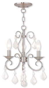 Donatella 3 Light 12 inch Brushed Nickel Convertible Mini Chandelier/Ceiling Mount Ceiling Light