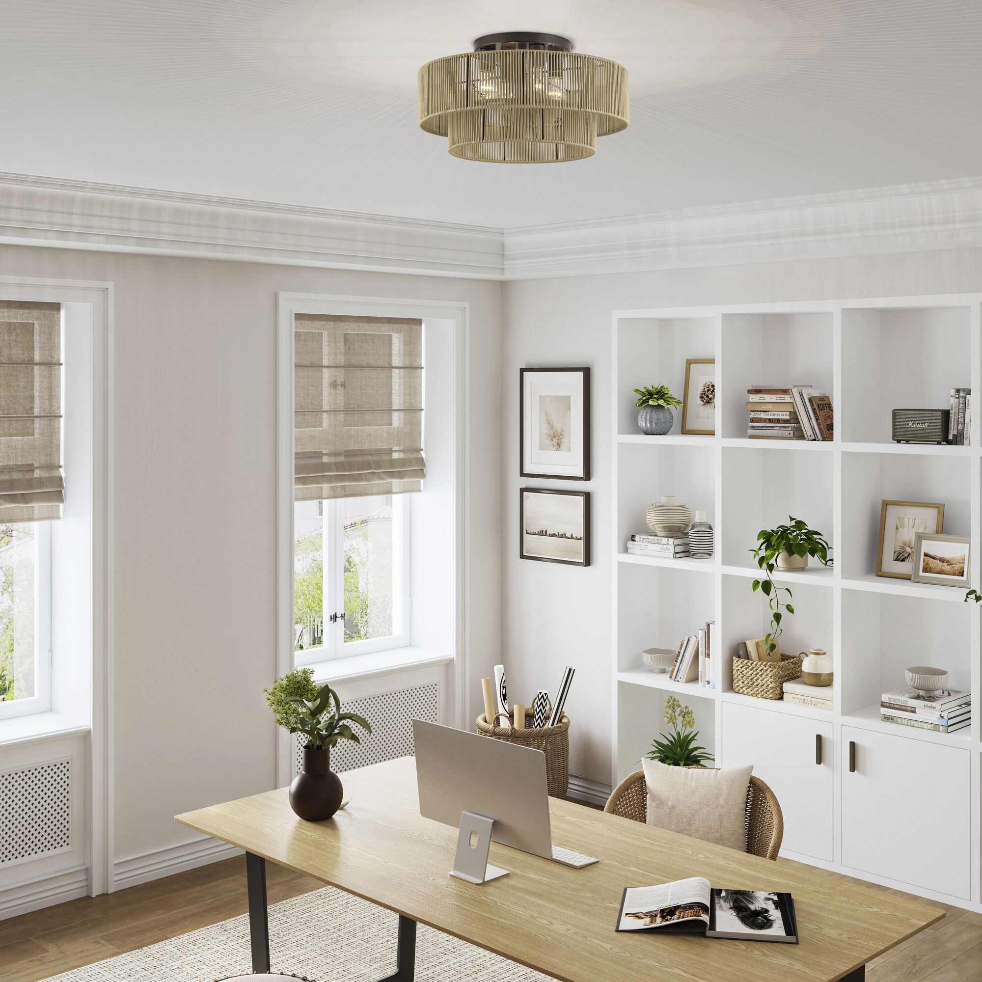 Acordia 4 Light 21 inch English Bronze Semi Flush Mount Ceiling Light, Extra Large