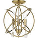 Aria 3 Light 13 inch Antique Brass Convertible Chandelier / Semi Flush Ceiling Light