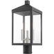 Nyack 3 Light 19.5 inch Black with Brushed Nickel Cluster Medium Outdoor Post Top Lantern