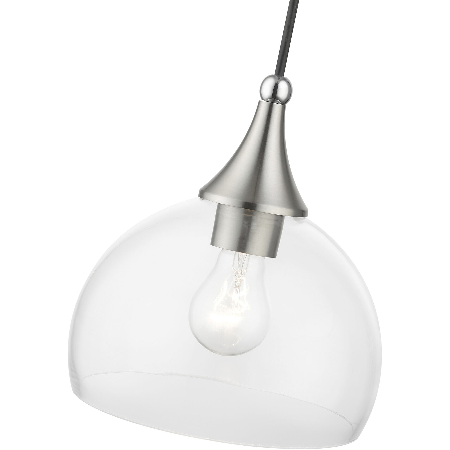 Glendon 1 Light 8.25 inch Brushed Nickel with Polished Chrome Finish Accents Glass Pendant Ceiling Light in Brushed Nickel & Polished Chrome