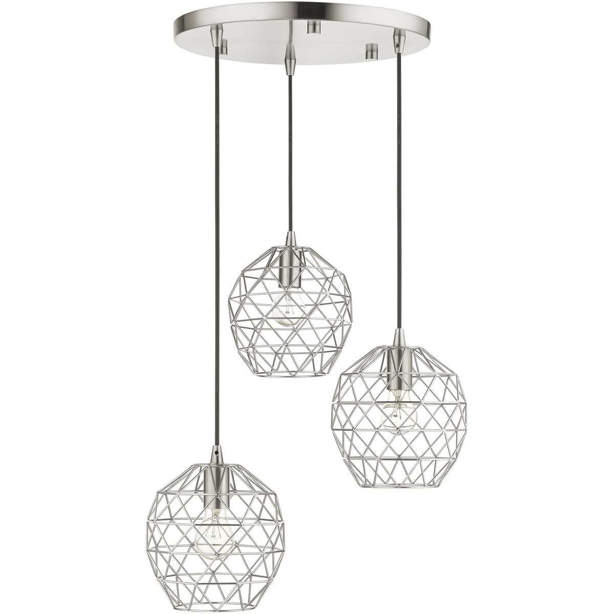 Geometrix 3 Light 20 inch Brushed Nickel Pendant Ceiling Light