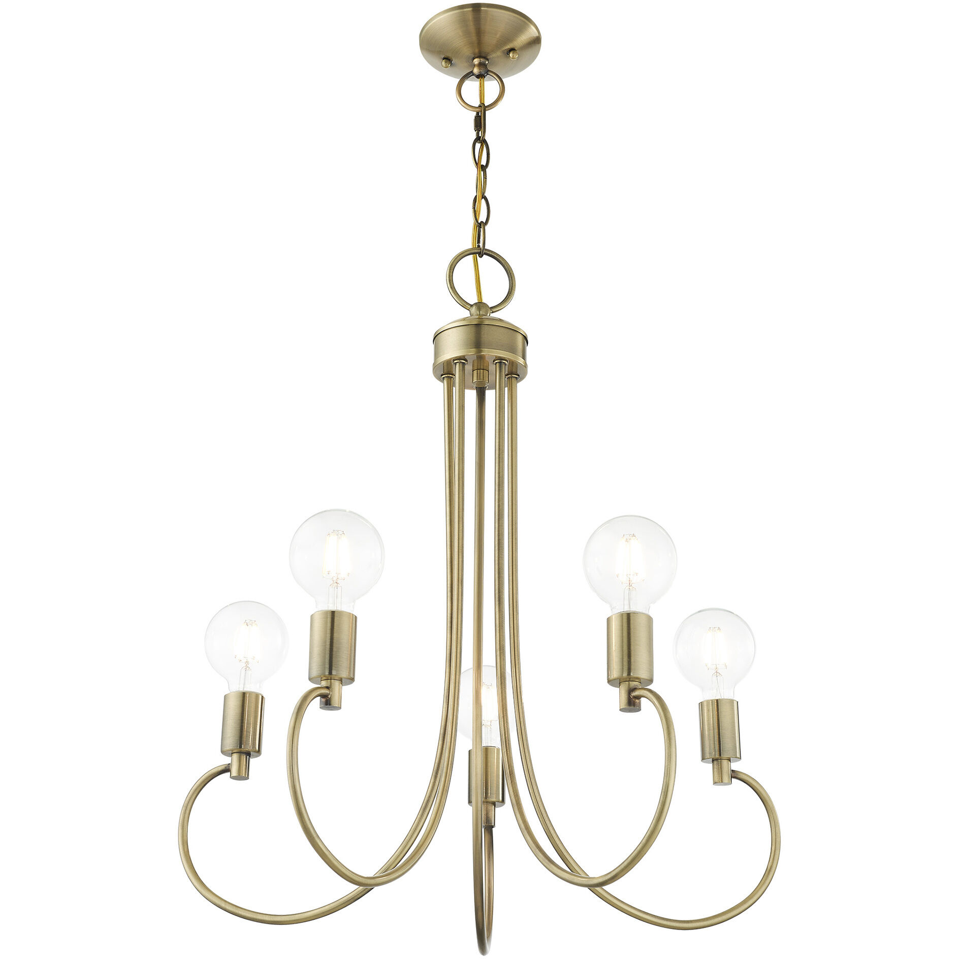 Bari 5 Light 25 inch Antique Brass Chandelier Ceiling Light
