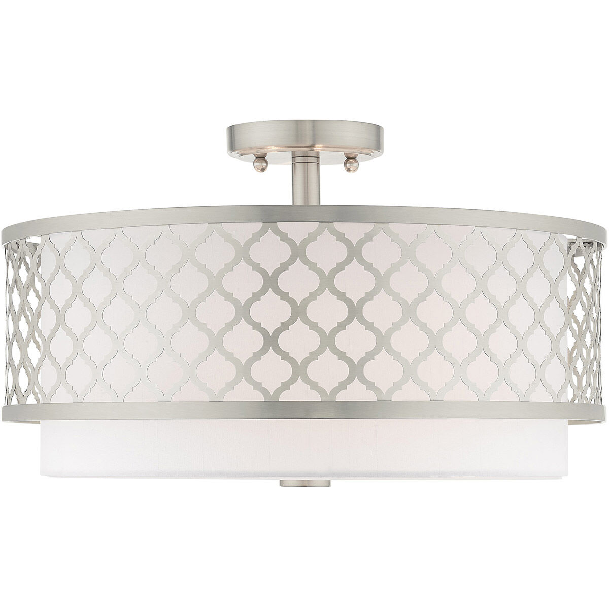 Arabesque 3 Light 18 inch Brushed Nickel Semi-Flush Mount Ceiling Light