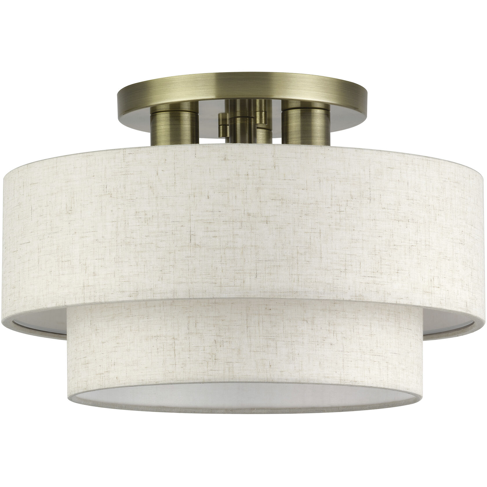 Manorwood 3 Light 15 inch Antique Brass Semi Flush Mount Ceiling Light, Large