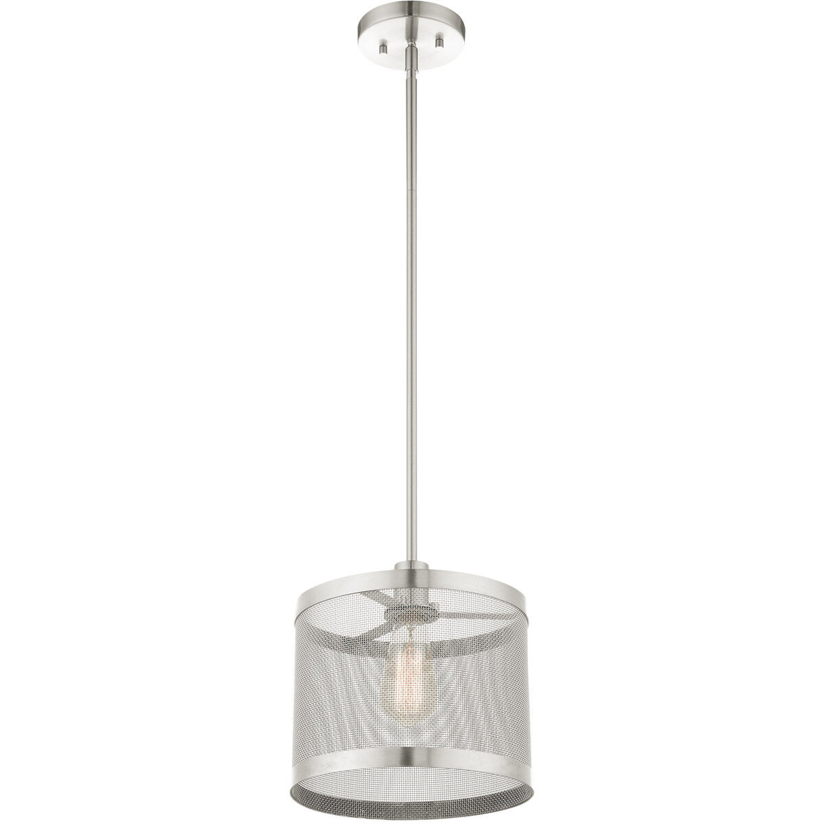 Industro 1 Light 10 inch Brushed Nickel Pendant Ceiling Light