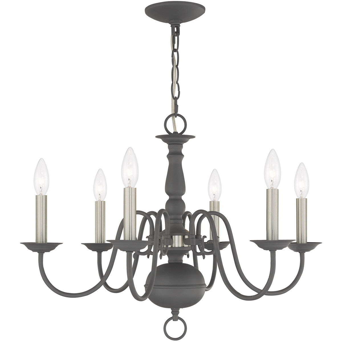 Williamsburgh 6 Light 24 inch Scandinavian Gray Chandelier Ceiling Light