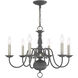 Williamsburgh 6 Light 24 inch Scandinavian Gray Chandelier Ceiling Light