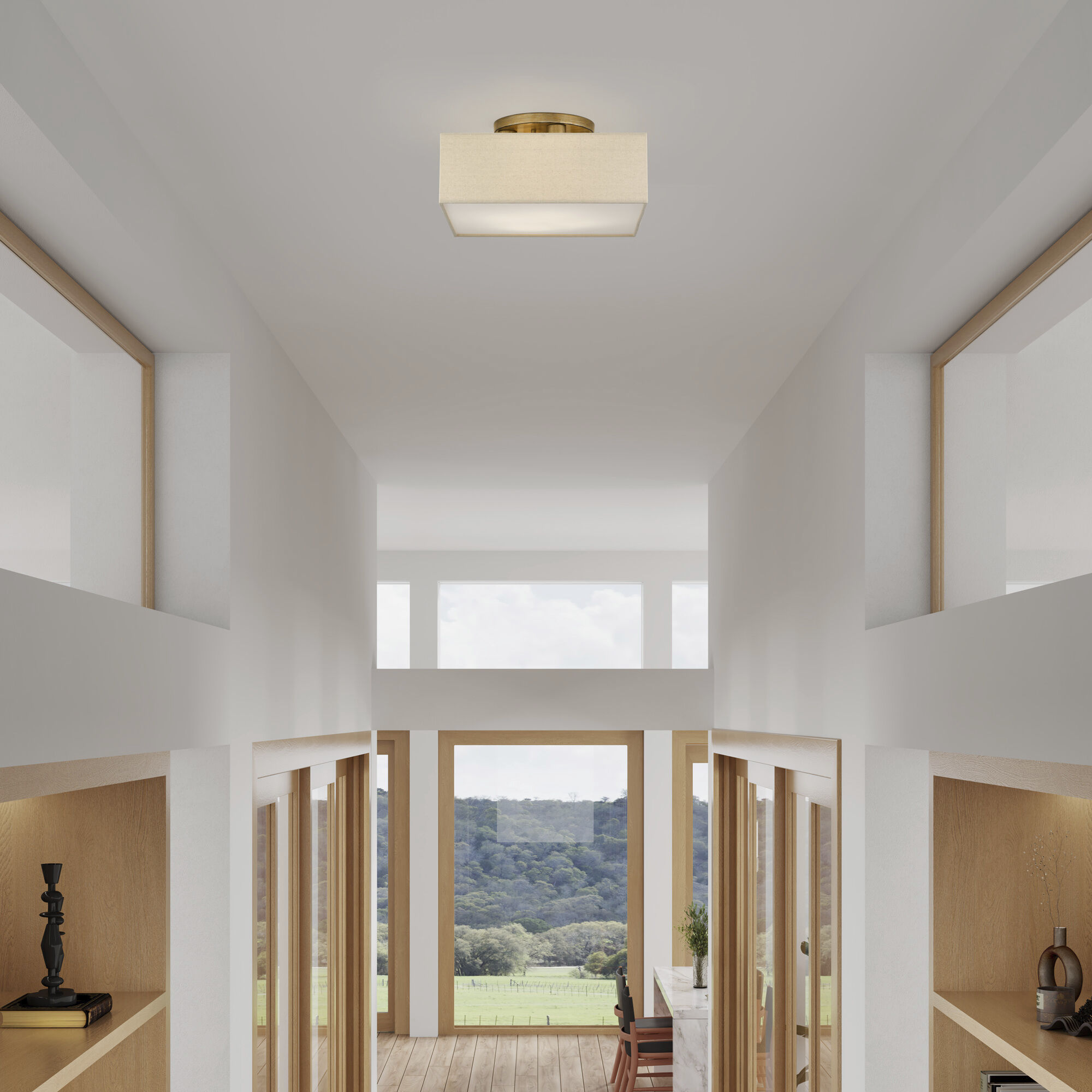 Summit 4 Light 15 inch Antique Gold Leaf Semi Flush Mount Ceiling Light, Large