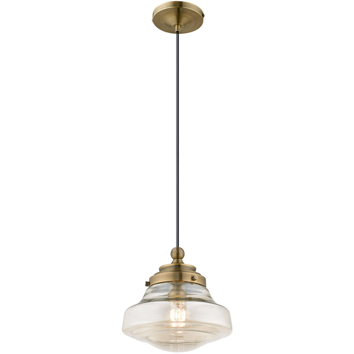 Art Glass 1 Light 9 inch Antique Brass Mini Pendant Ceiling Light
