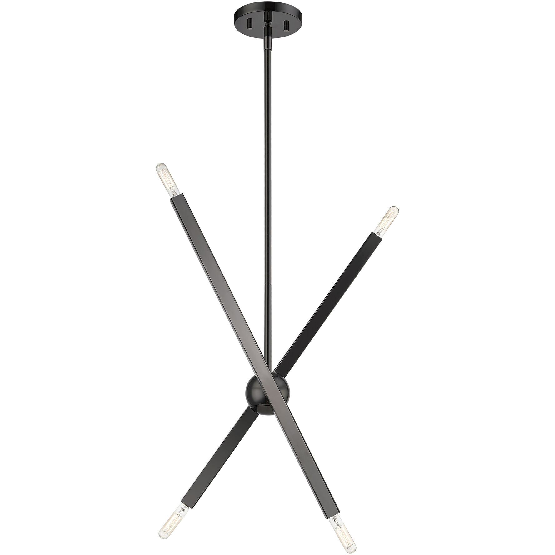 Monaco 4 Light 28 inch Black Chrome Linear Chandelier Ceiling Light