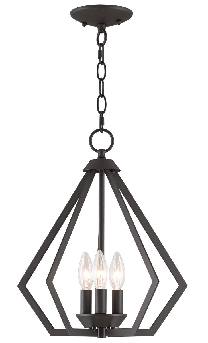 Prism 3 Light 14 inch Bronze Convertible Mini Chandelier/Ceiling Mount Ceiling Light