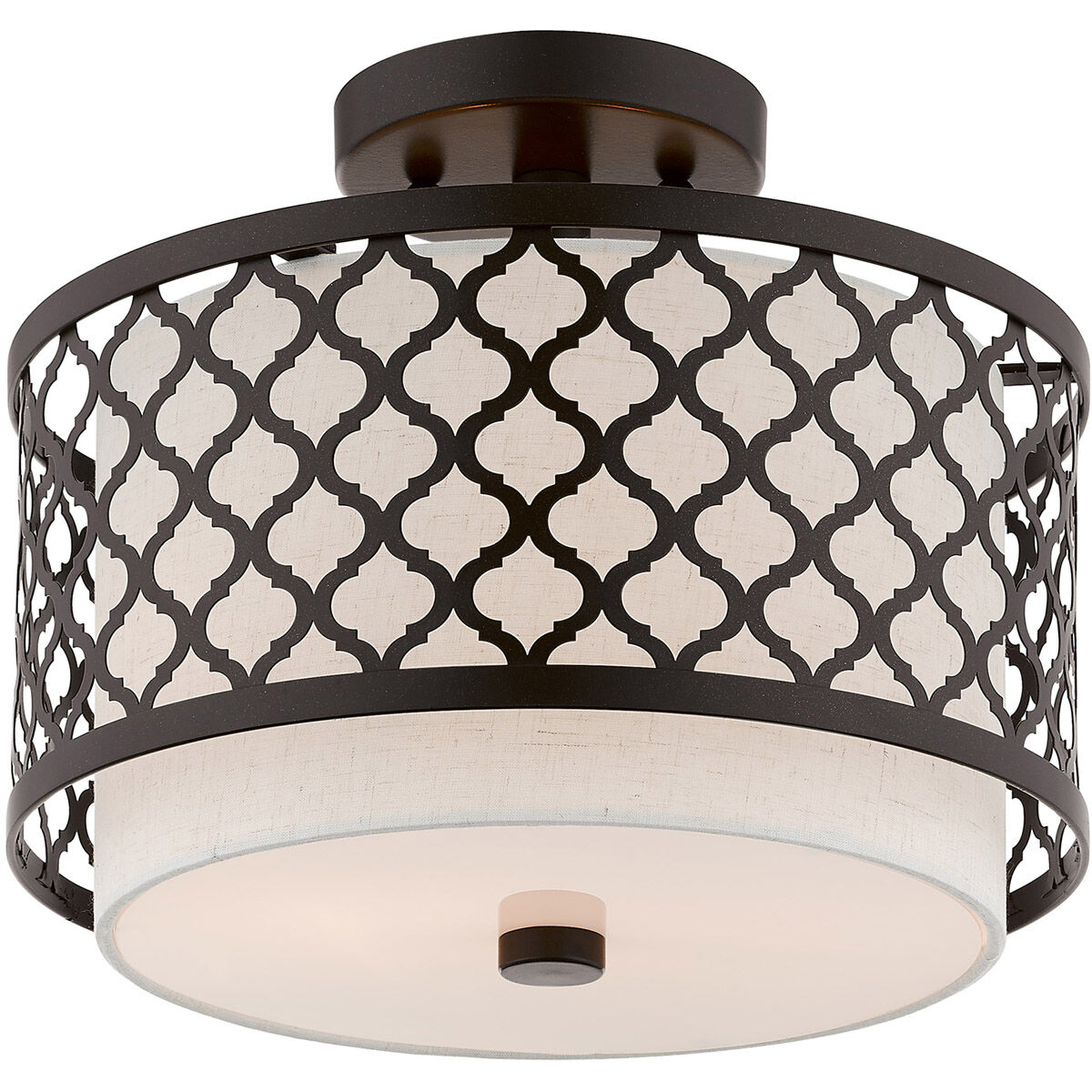 Arabesque 2 Light 12 inch English Bronze Semi-Flush Mount Ceiling Light