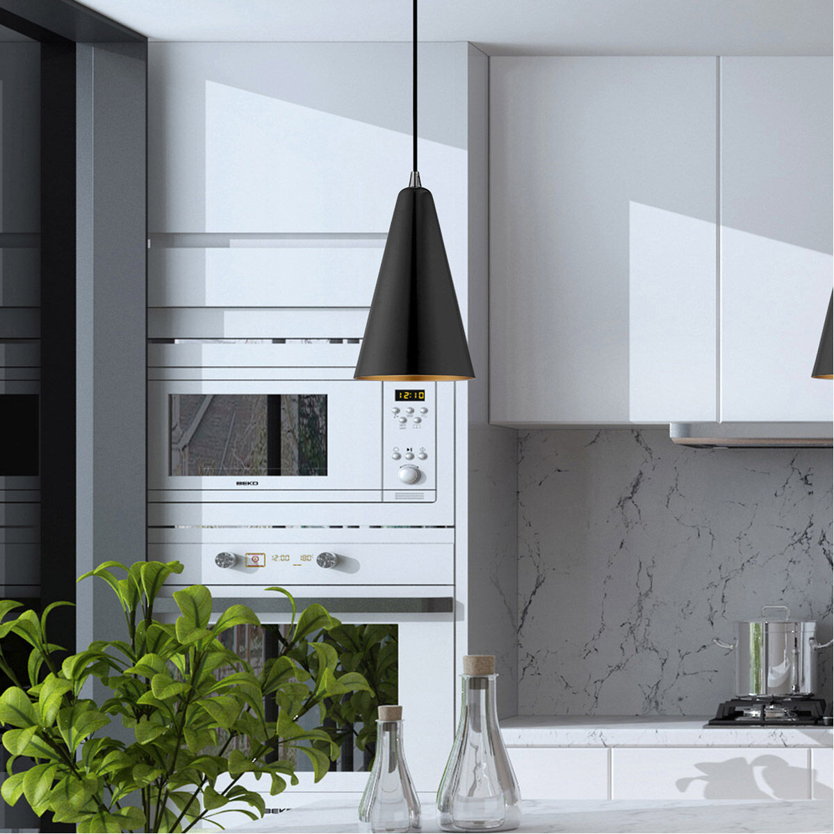 Allison 1 Light 7 inch Shiny Black Mini Pendant Ceiling Light