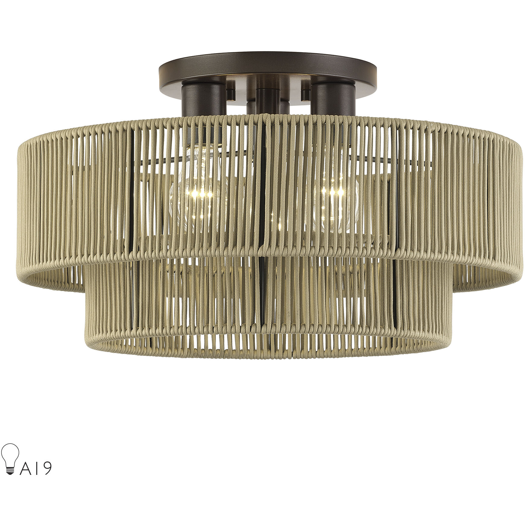 Acordia 3 Light 18 inch English Bronze Semi Flush Mount Ceiling Light, Large