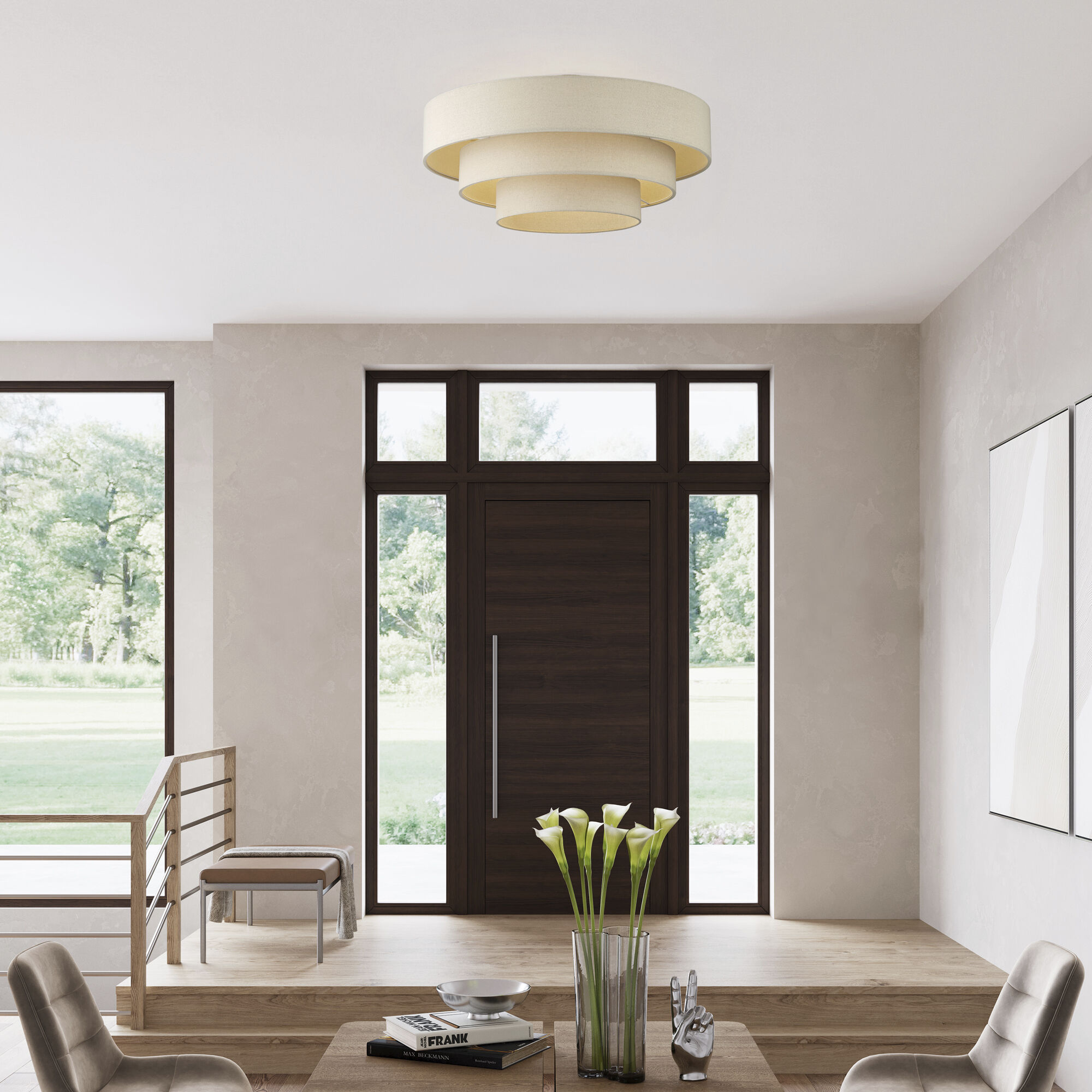 Bellingham 5 Light 28 inch Antique Gold Leaf Semi Flush Mount Ceiling Light, Extra Large