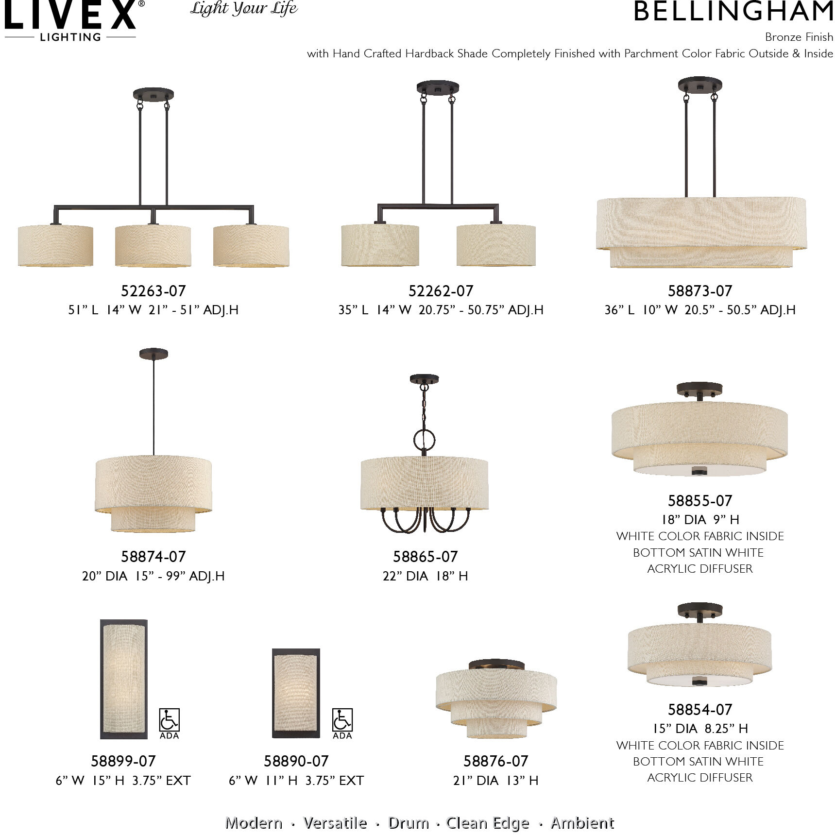 Bellingham 4 Light 36 inch Bronze Linear Chandelier Ceiling Light, Large