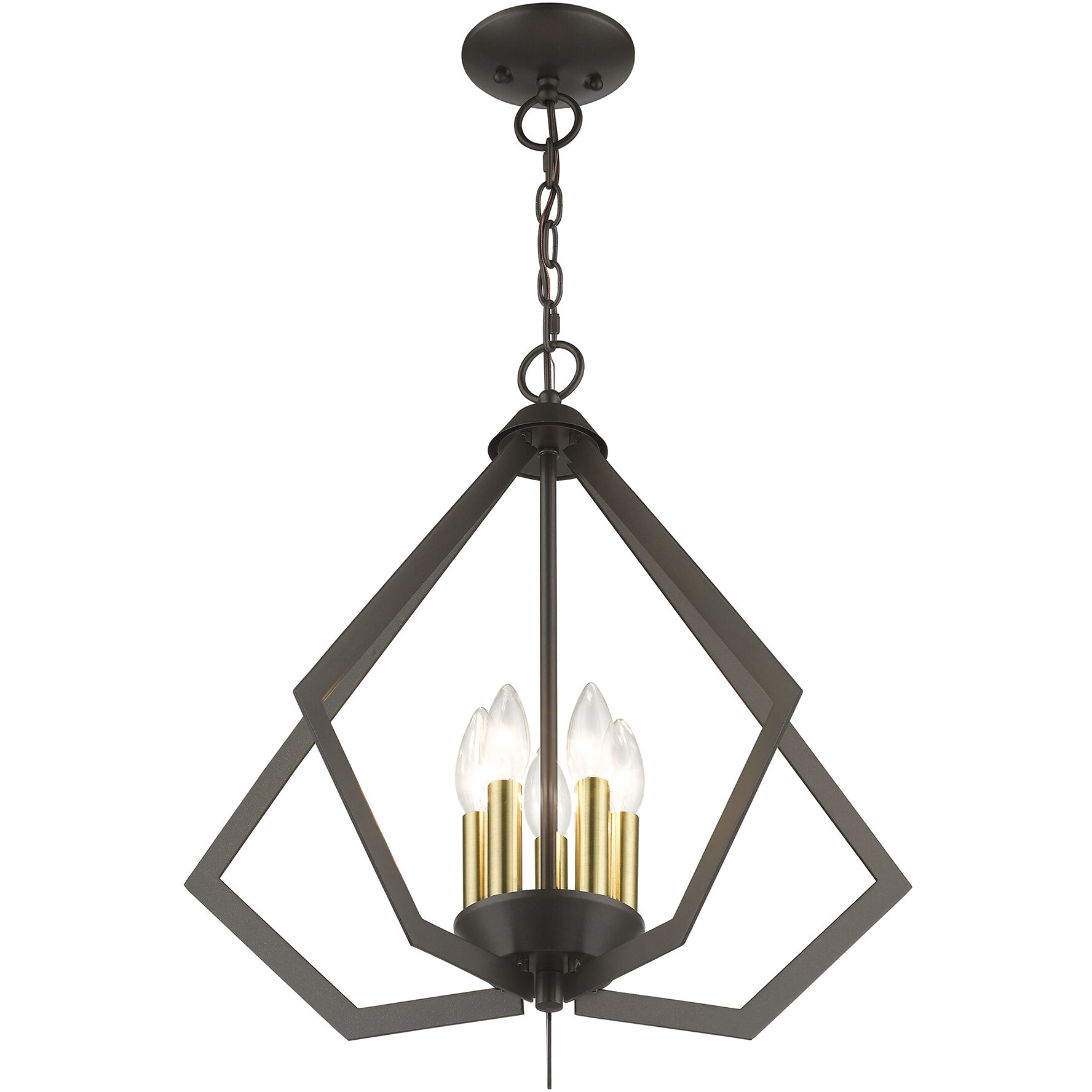 Prism 5 Light 20 inch English Bronze with Antique Brass Finish Accents Chandelier Ceiling Light