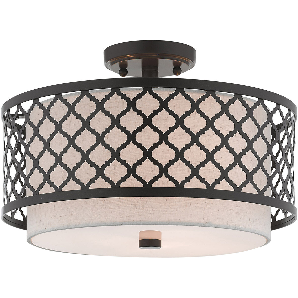 Arabesque 3 Light 15 inch English Bronze Semi-Flush Mount Ceiling Light