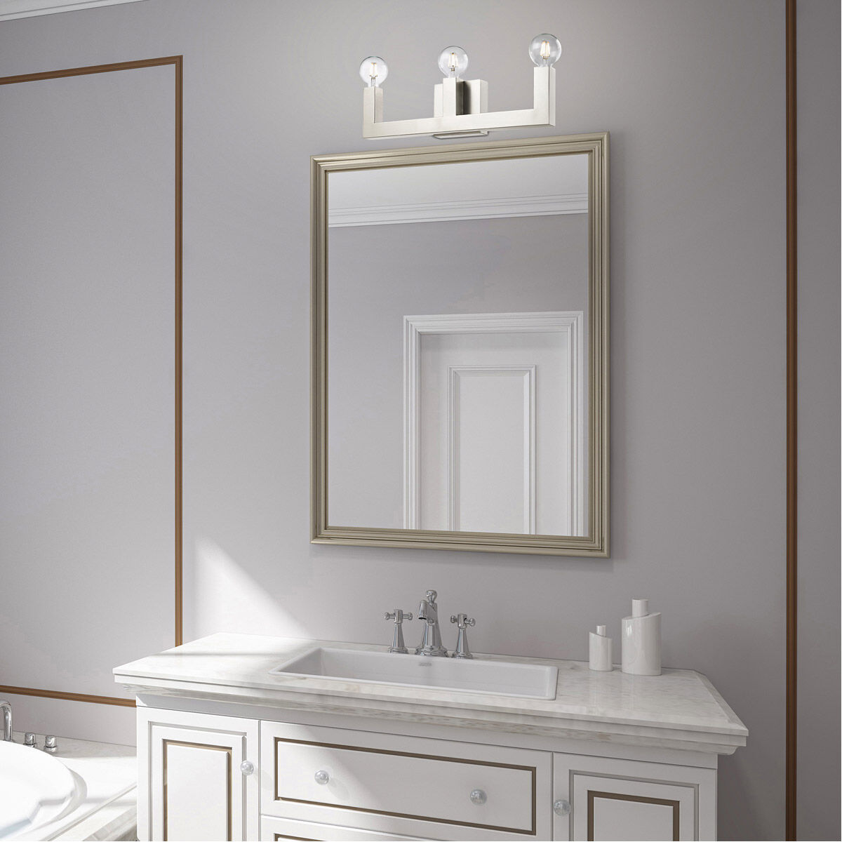 Solna 3 Light 22 inch Brushed Nickel Vanity Sconce Wall Light