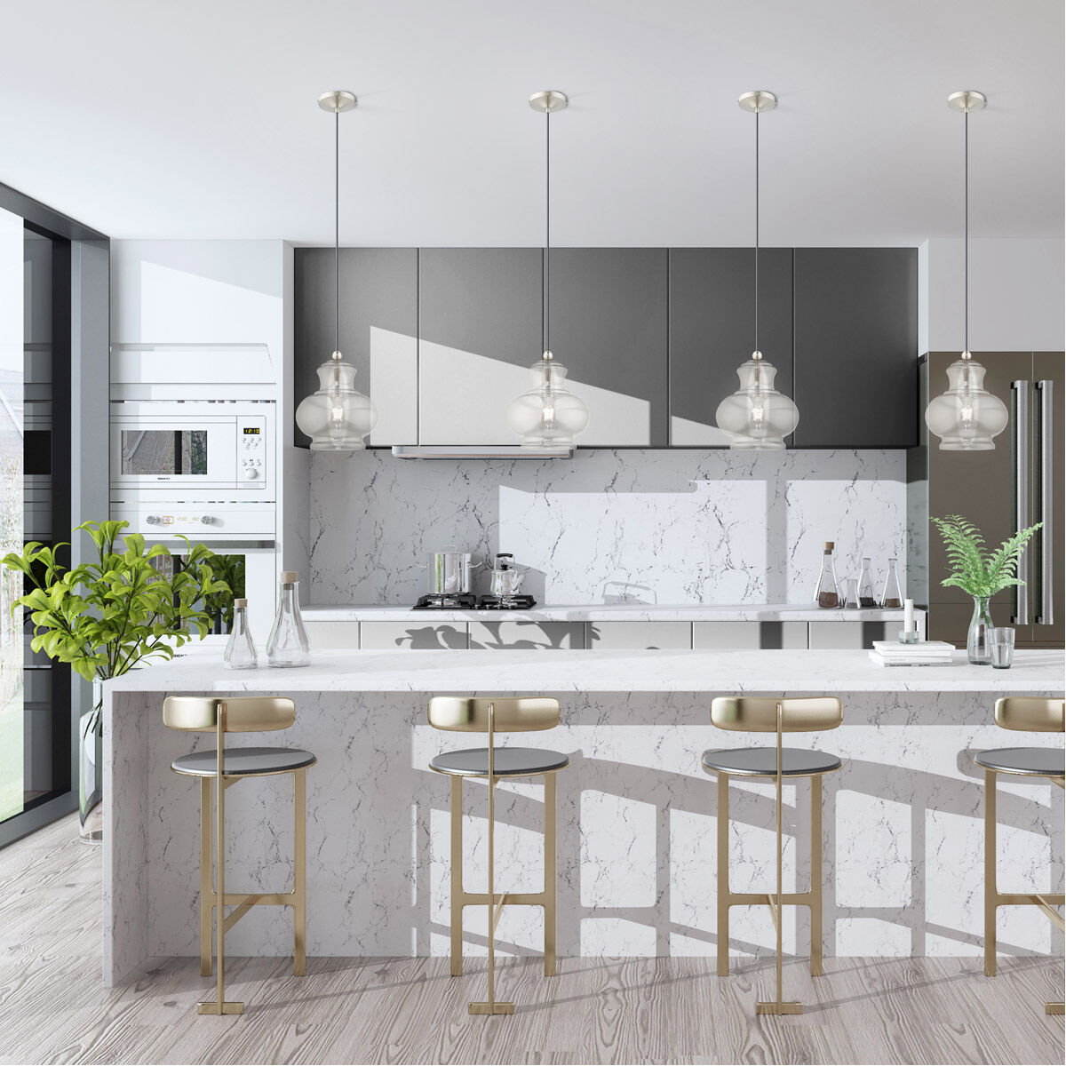 Art Glass 1 Light 10 inch Brushed Nickel Mini Pendant Ceiling Light