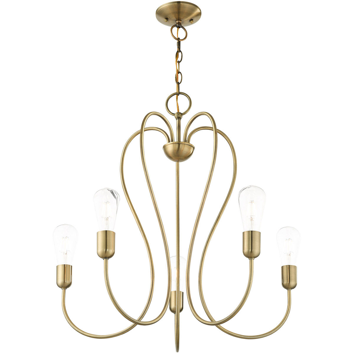 Lucerne 5 Light 24 inch Antique Brass Chandelier Ceiling Light