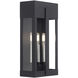 Berksford 3 Light 17 inch Black with Brushed Nickel Candles Outdoor Wall Lantern
