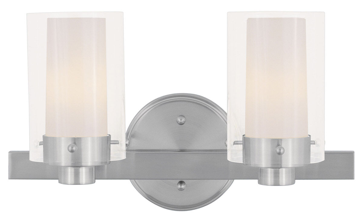 Manhattan 2 Light 15 inch Brushed Nickel Bath Vanity Wall Light