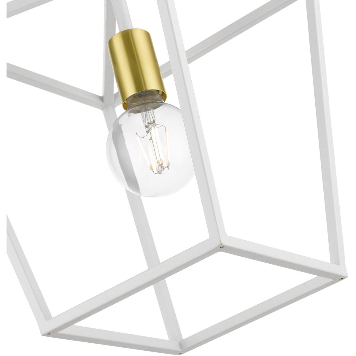 Devone 1 Light 10 inch White with Satin Brass Accent Pendant Lantern Ceiling Light
