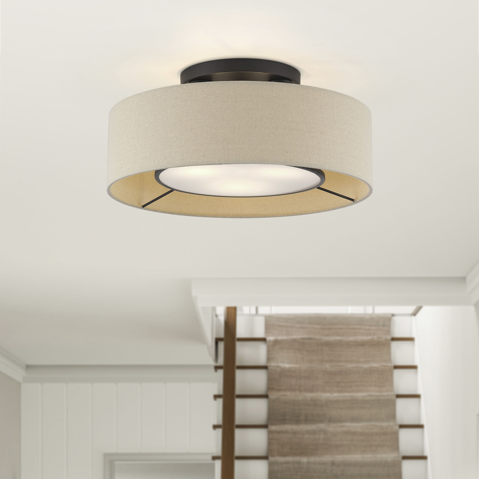 Ellsworth 3 Light 17 inch Bronze Semi Flush Mount Ceiling Light, Large