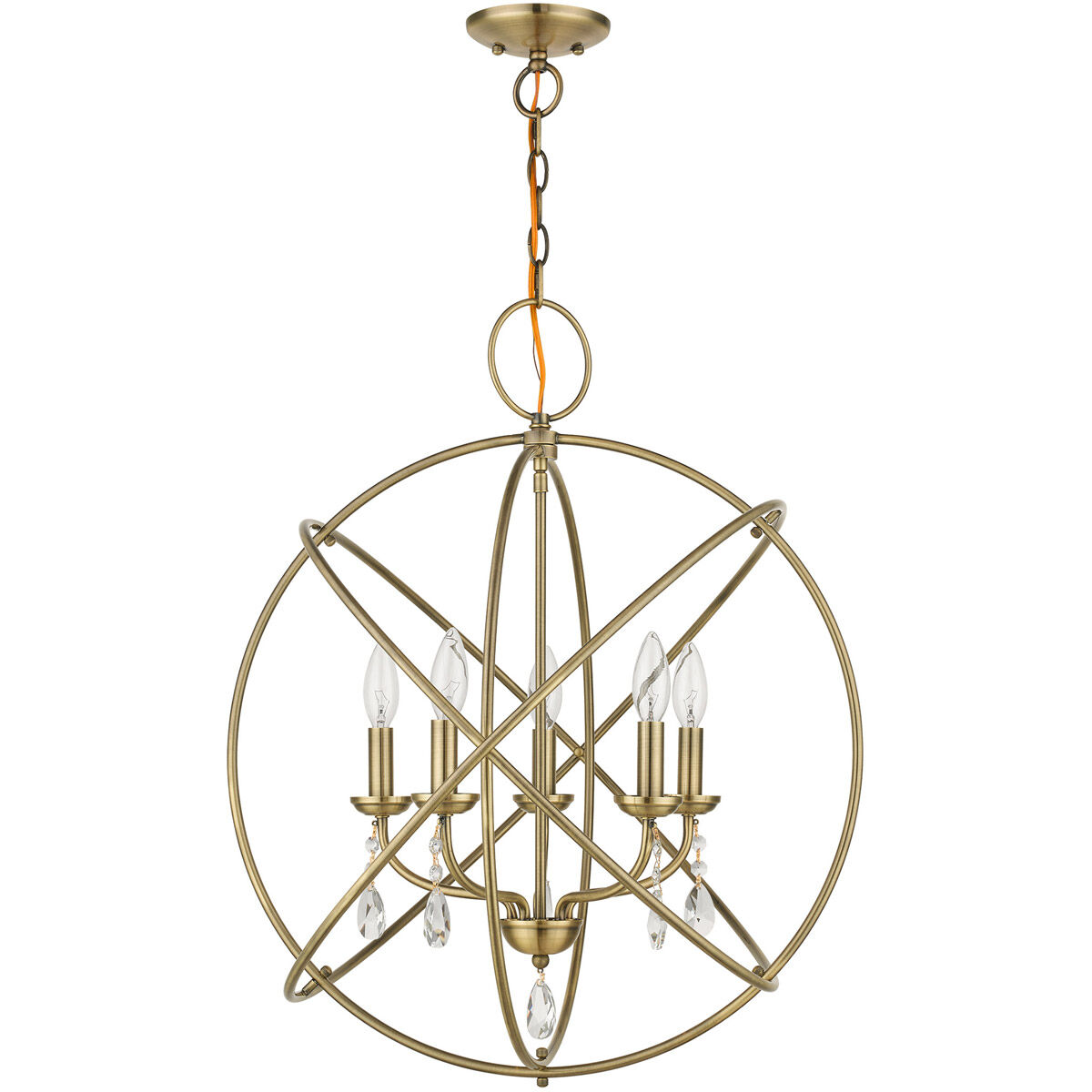 Aria 5 Light 23.5 inch Antique Brass Chandelier Ceiling Light