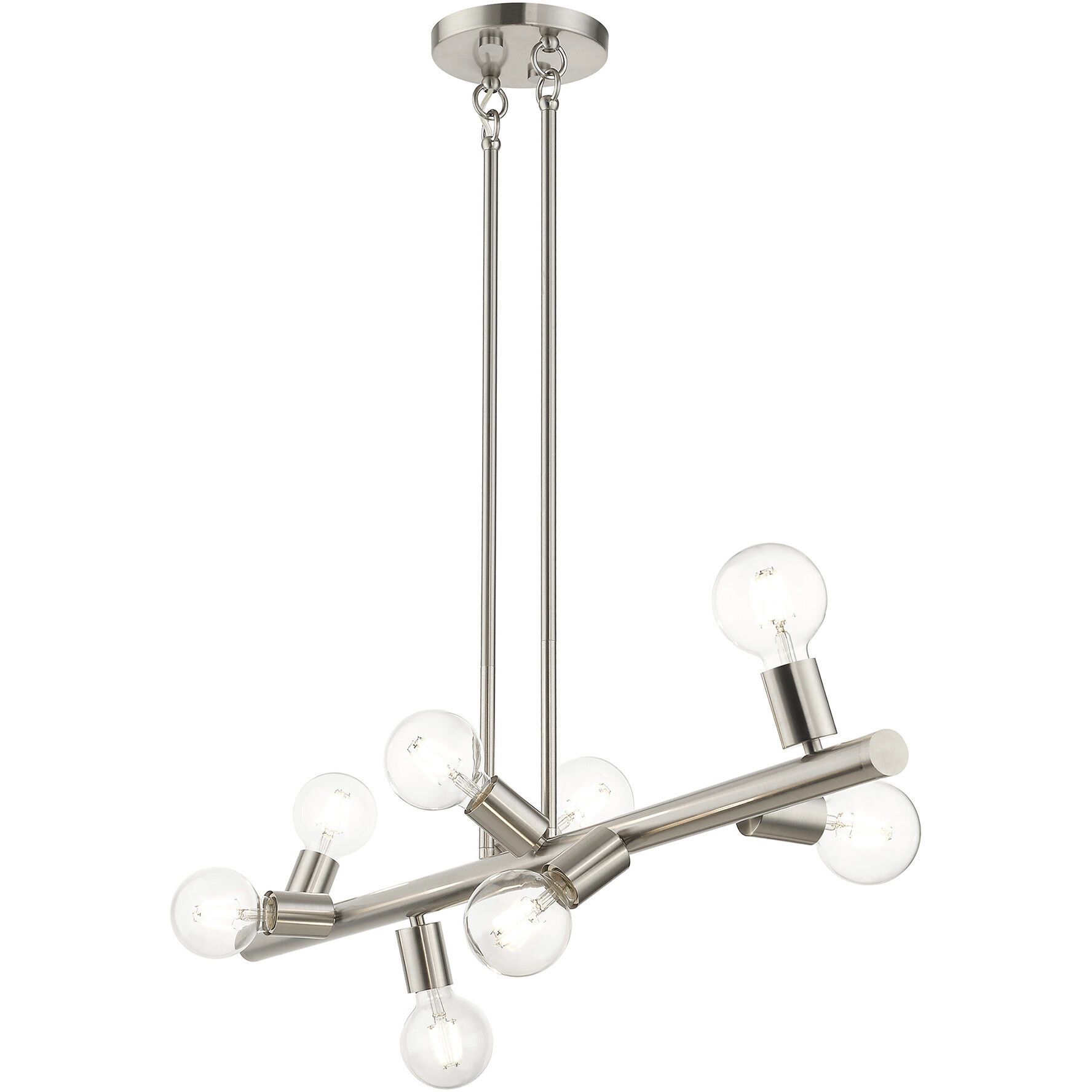 Bannister 8 Light 42 inch Brushed Nickel Linear Chandelier Ceiling Light, Large