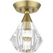 Brussels 1 Light 7 inch Natural Brass Crystal Semi-Flush Ceiling Light