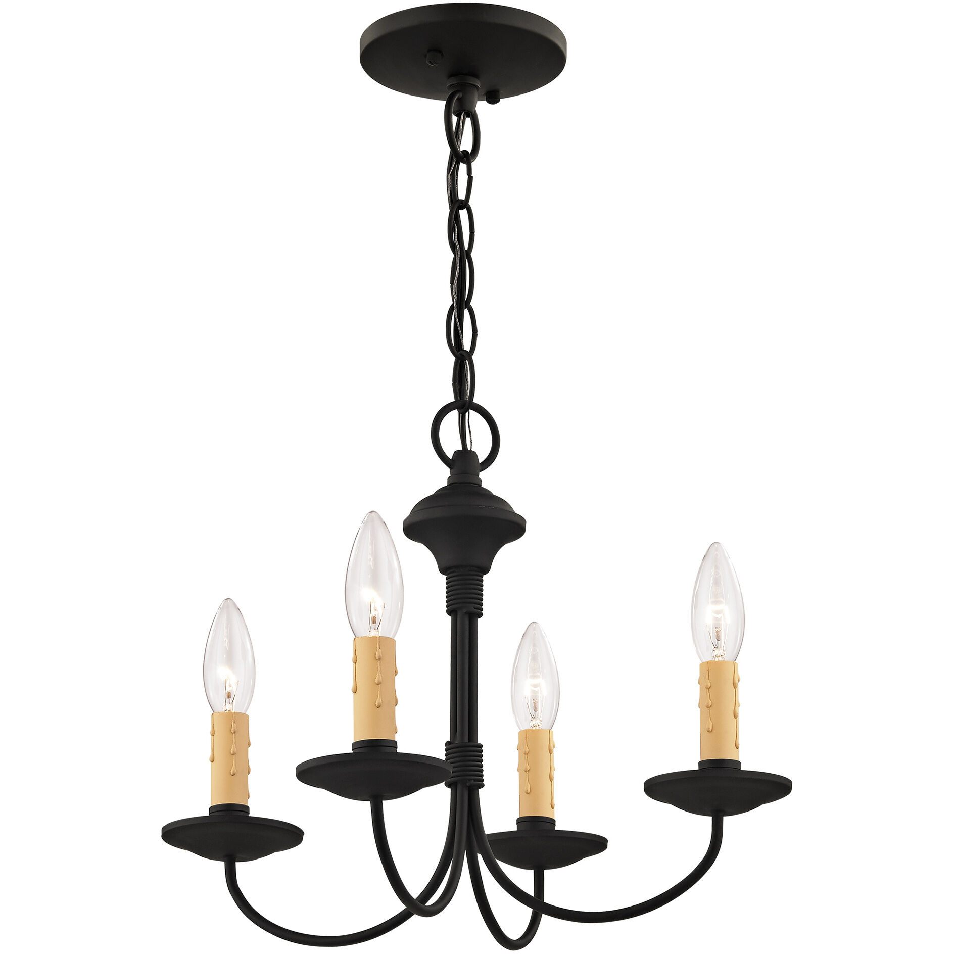 Heritage 4 Light 15 inch Black Convertible Mini Chandelier/Ceiling Mount Ceiling Light