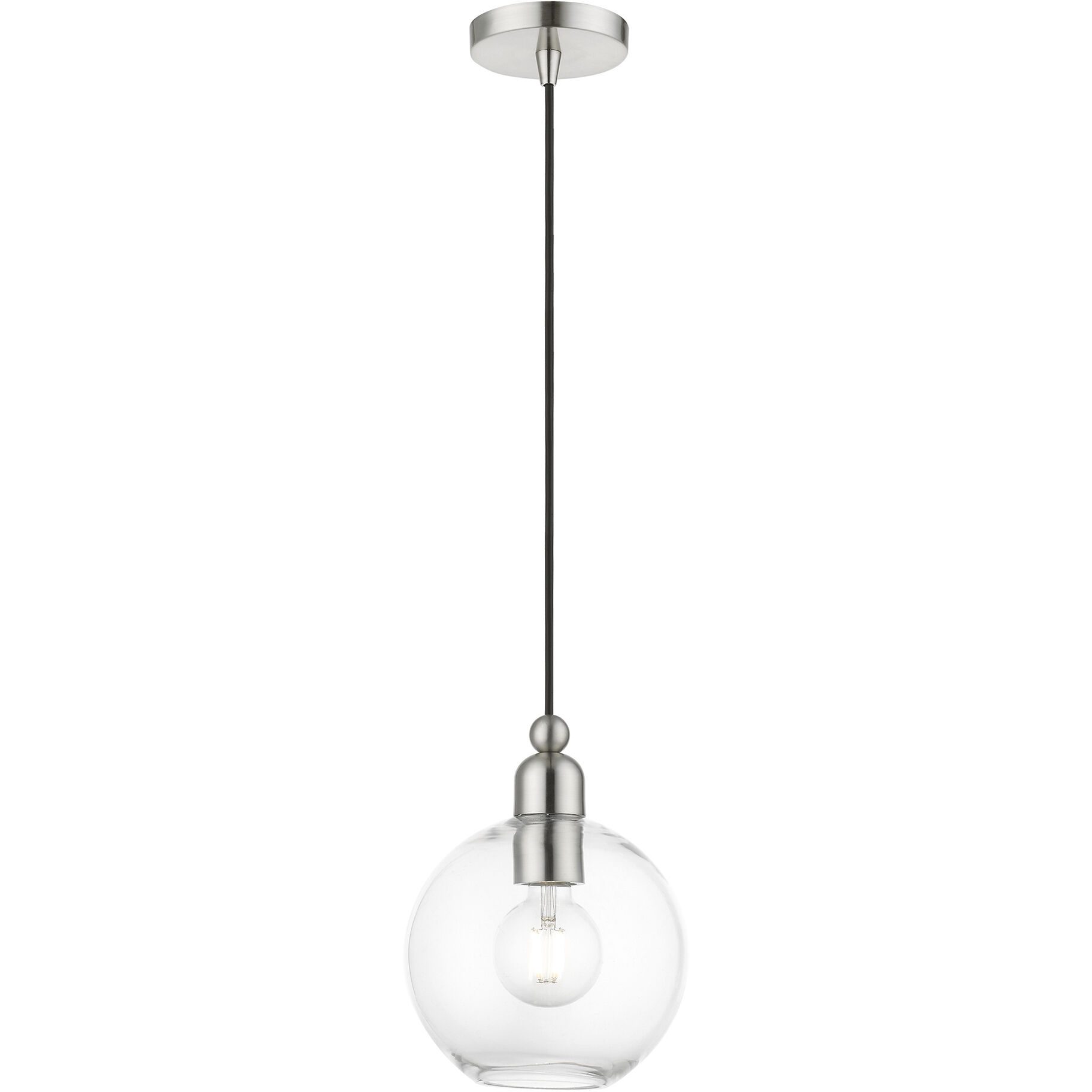 Downtown 1 Light 8 inch Brushed Nickel Pendant Ceiling Light, Sphere