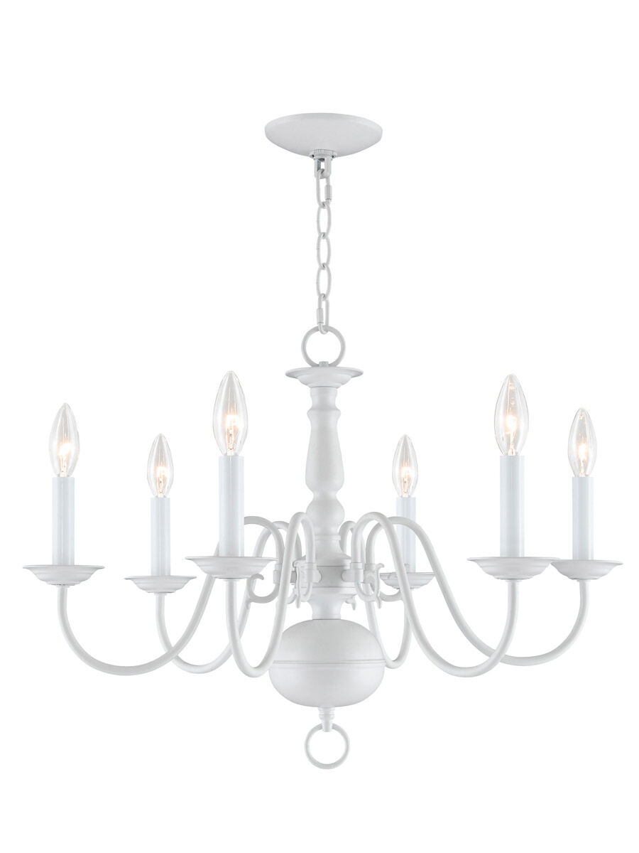 Williamsburgh 6 Light 24 inch White Chandelier Ceiling Light