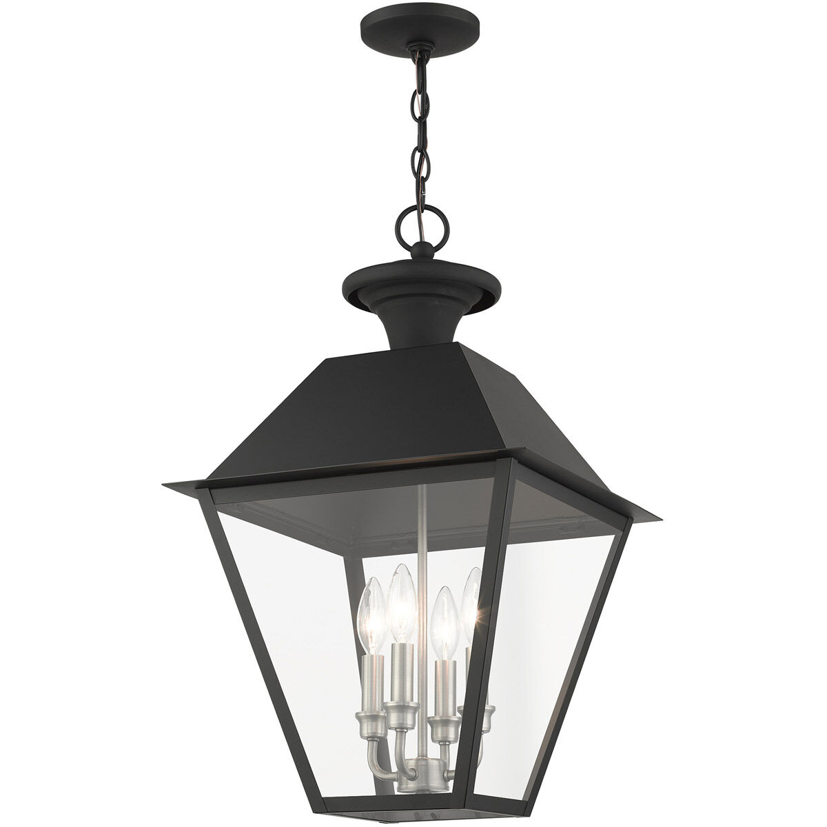 Mansfield 4 Light 15 inch Black Outdoor Pendant Lantern