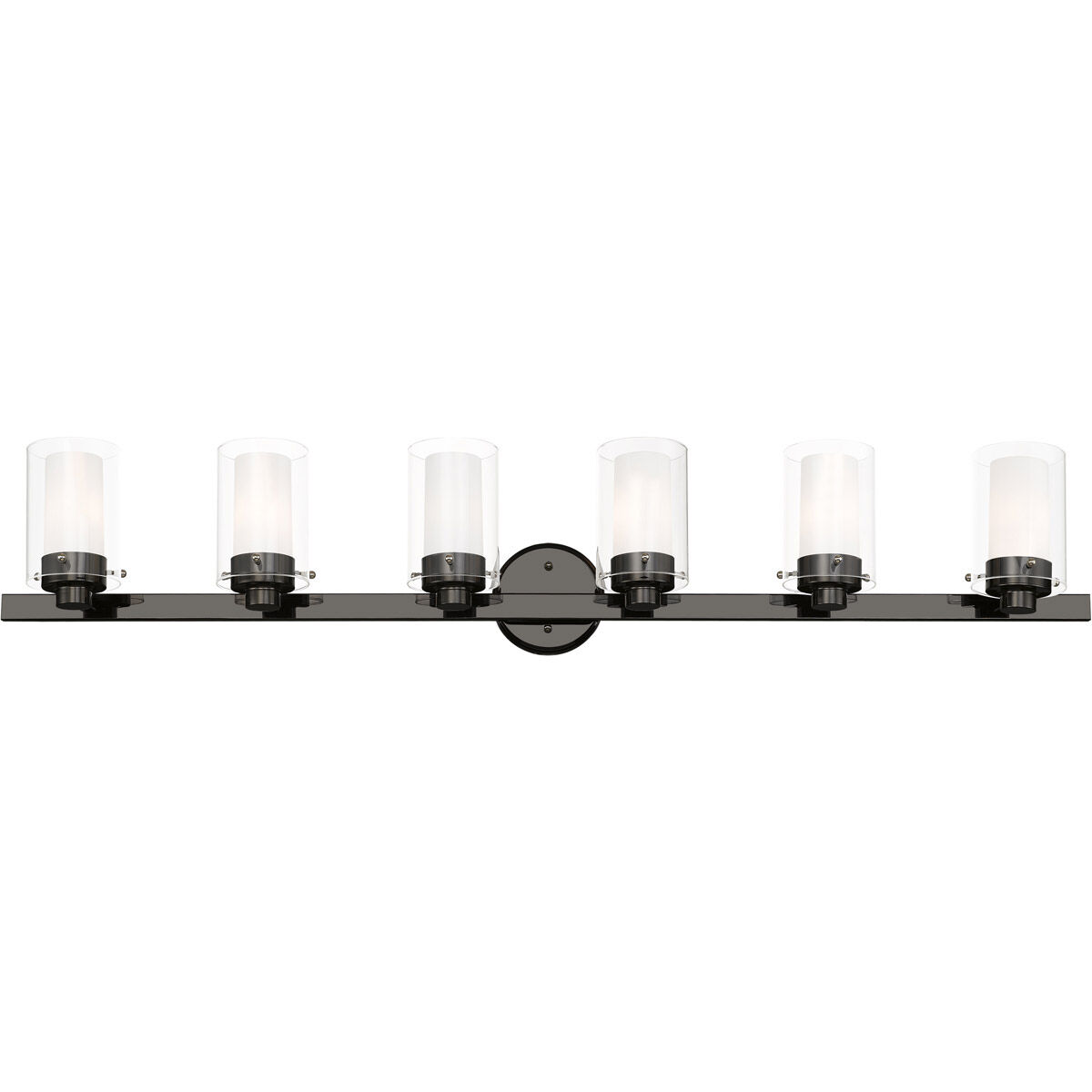Manhattan 6 Light 48 inch Polished Black Chrome Vanity Sconce Wall Light