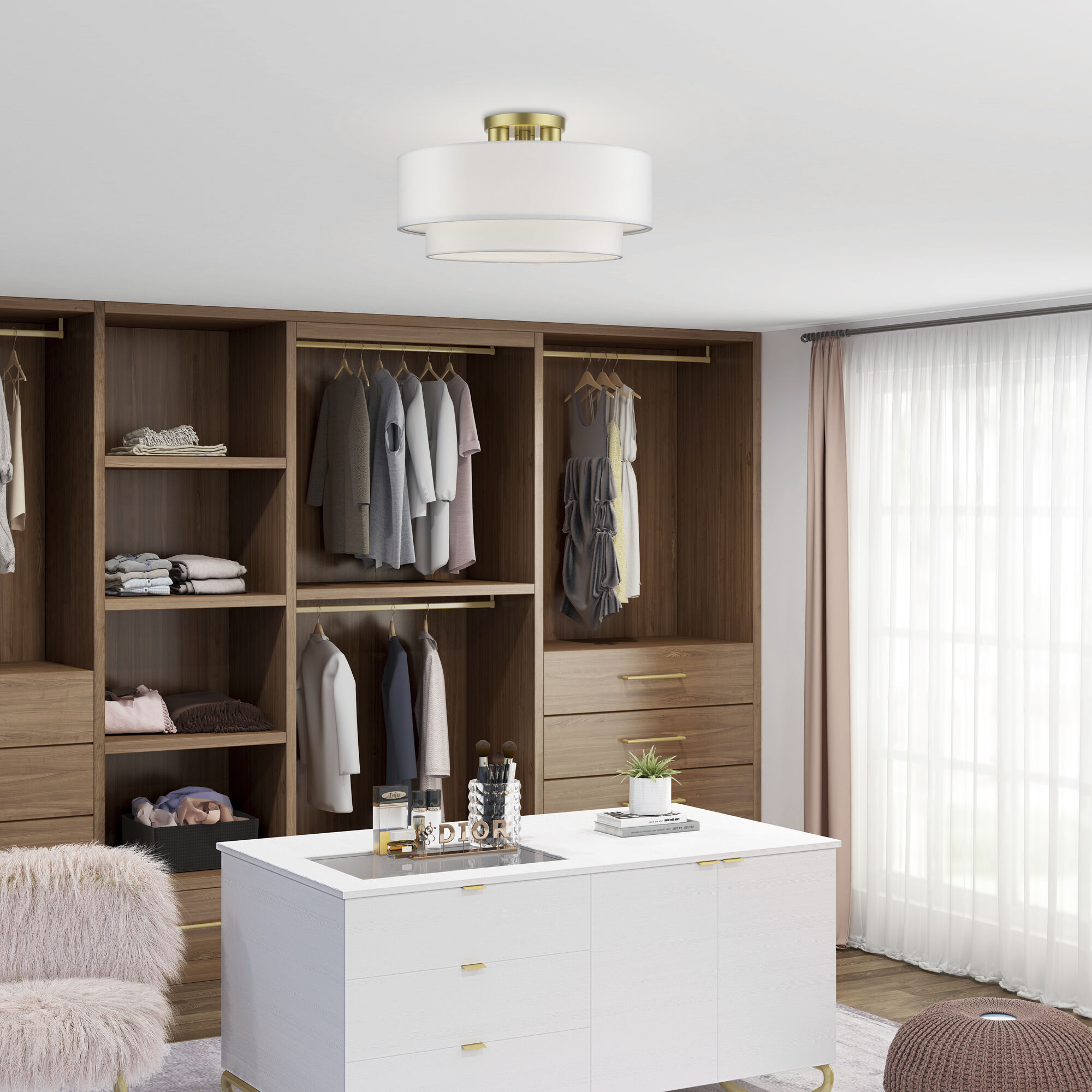 Manorwood 3 Light 18 inch Soft Gold Semi-Flush Ceiling Light