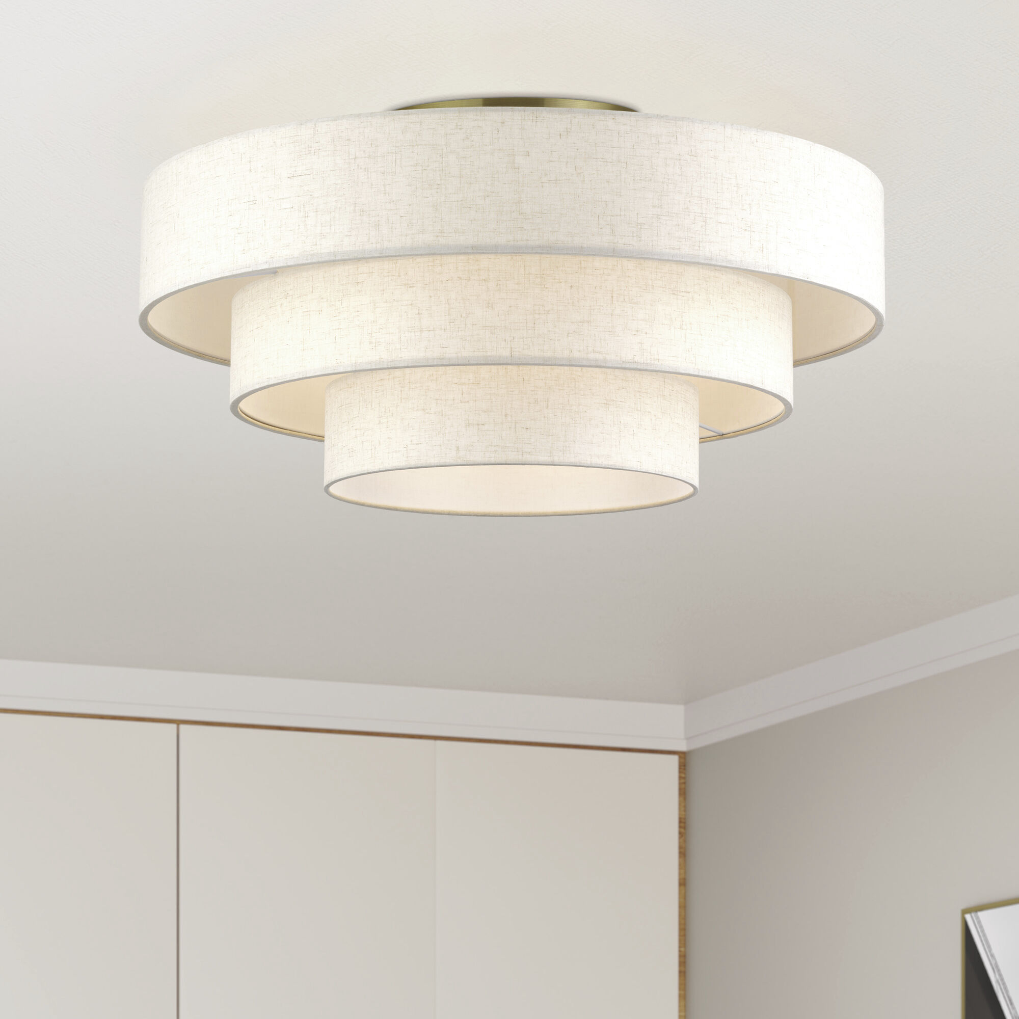 Manorwood 5 Light 28 inch Antique Brass Semi Flush Mount Ceiling Light, Extra Large