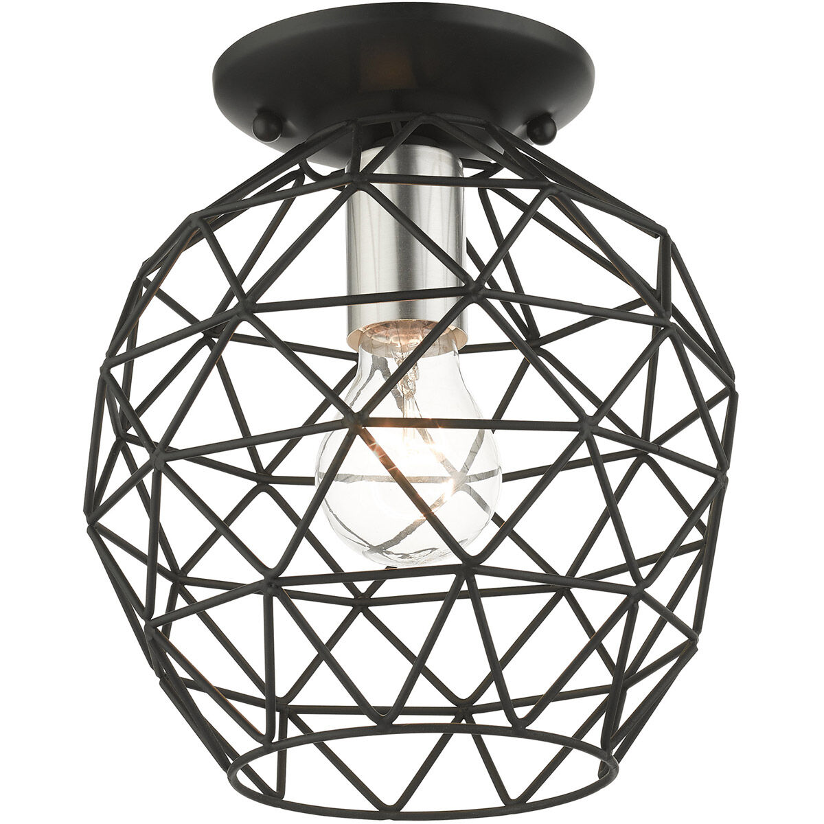 Geometrix 1 Light 8 inch Black Flush Mount Ceiling Light
