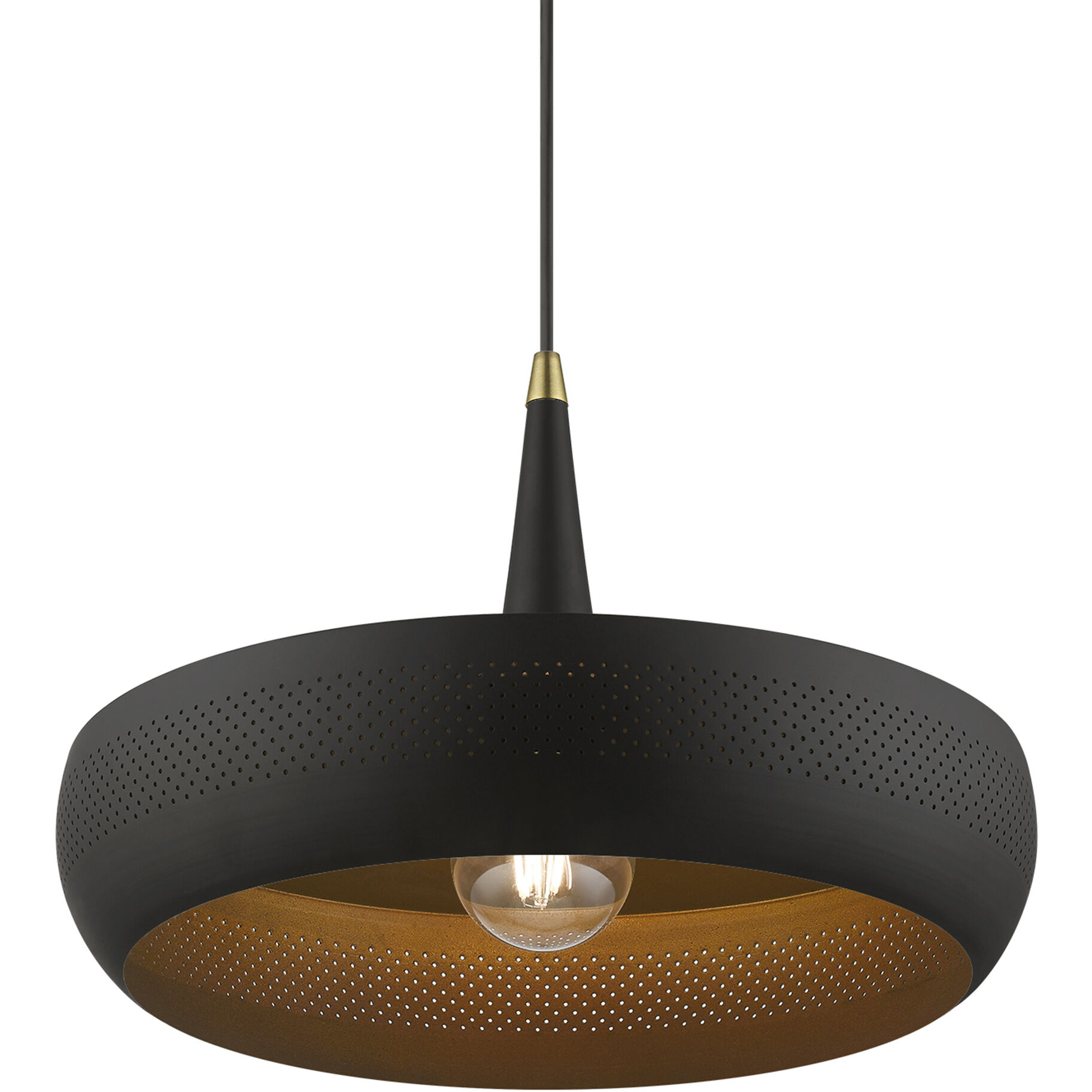 Banbury 1 Light 17 inch Black with Antique Brass Accents Pendant Ceiling Light