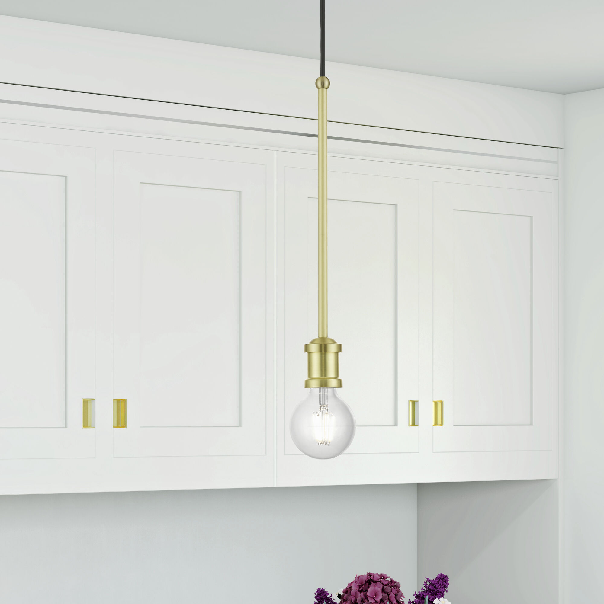Lansdale 1 Light 5 inch Satin Brass Single Pendant Ceiling Light, Single